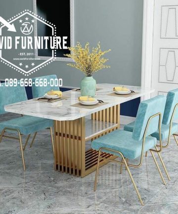 meja makan marmer kaki stainless gold 360x432 - Zavid Furniture