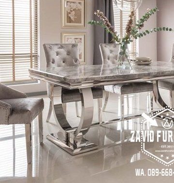 kaki meja stainless steel persegi panjang top marmer 360x377 - Zavid Furniture
