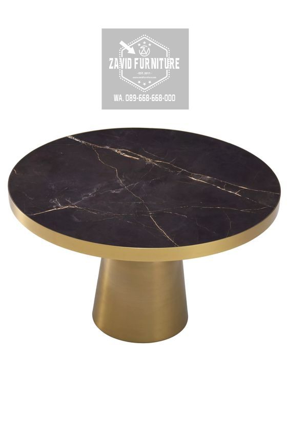 meja tamu bulat stainless gold - Jual Meja Tamu Bulat Kaki Stainless Marmer Hitam Bentuk Seperti Jamur Simple Lucu